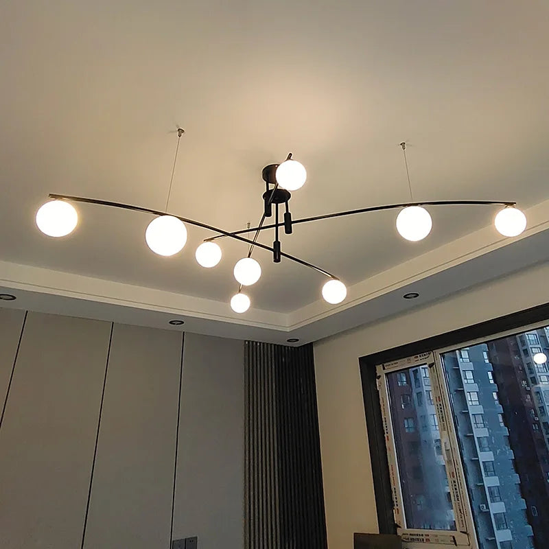 Afralia™ Modern Nordic Chandelier for Living Room Bedroom Decor LED Hanging Light