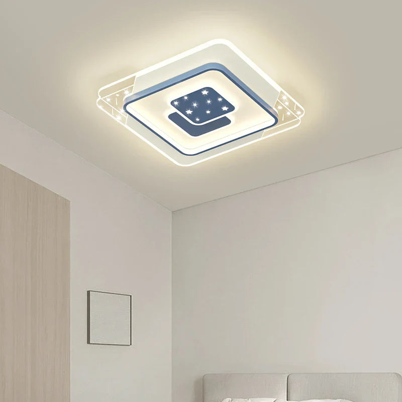 Afralia™ Square LED Ceiling Light with Remote Dimming for Bedroom, Living Room, Dining Room