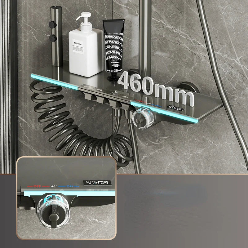 Afralia™ Smart Thermostatic Shower System with Digital Display and Booster Sprinkler.