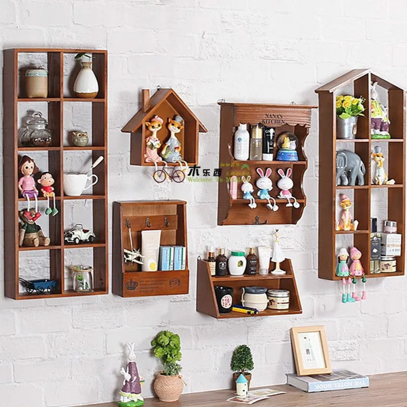 Afralia™ Retro Colored House Shelf Wall Decor for Children's Bedroom