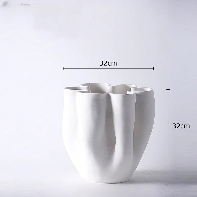 Afralia™ Ceramic Open Fold Edge Flower Pot Vase Home Decoration
