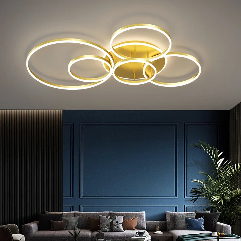 Afralia™ LED Ceiling Chandelier Rings Pendant Light - Minimalist Home Lighting