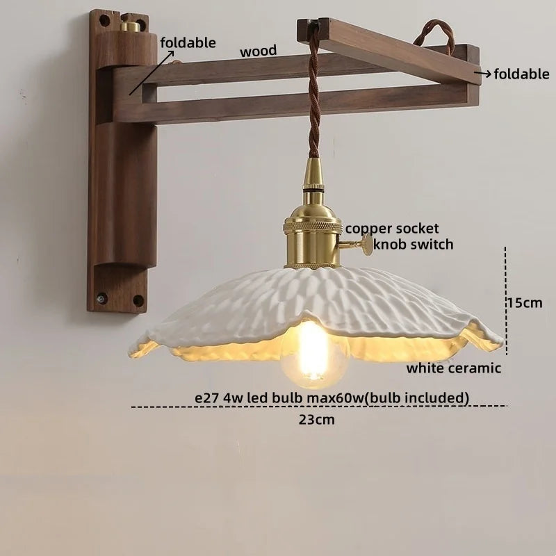 Afralia™ Walnut Copper LED Wall Lights - Modern Bedroom Balcony Living Room Decor