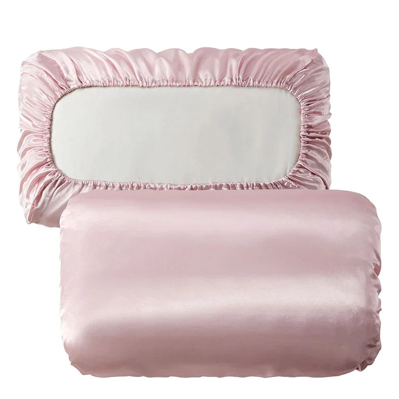 Afralia™ Imitation Silk Elastic Band Pillowcase Queen King Size Smooth Satin Luxury Bedding