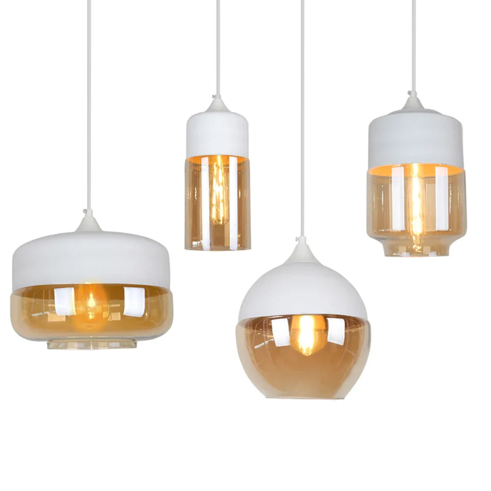Afralia™ Glass Shade Pendant Light, Industrial Kitchen Restaurant Decor Lighting