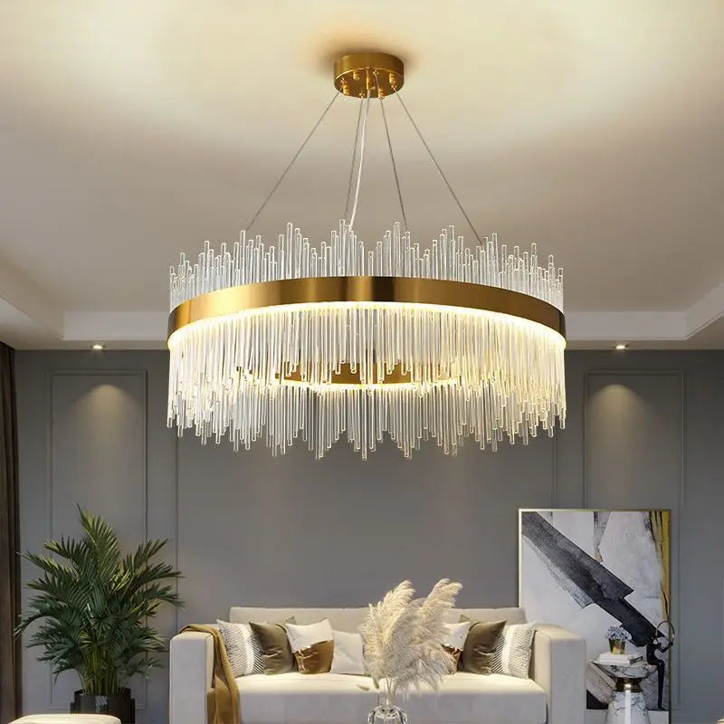 Afralia™ Crystal LED Chandelier: Luxury Dimmable Pendant Light for Bedroom, Living, Dining Room