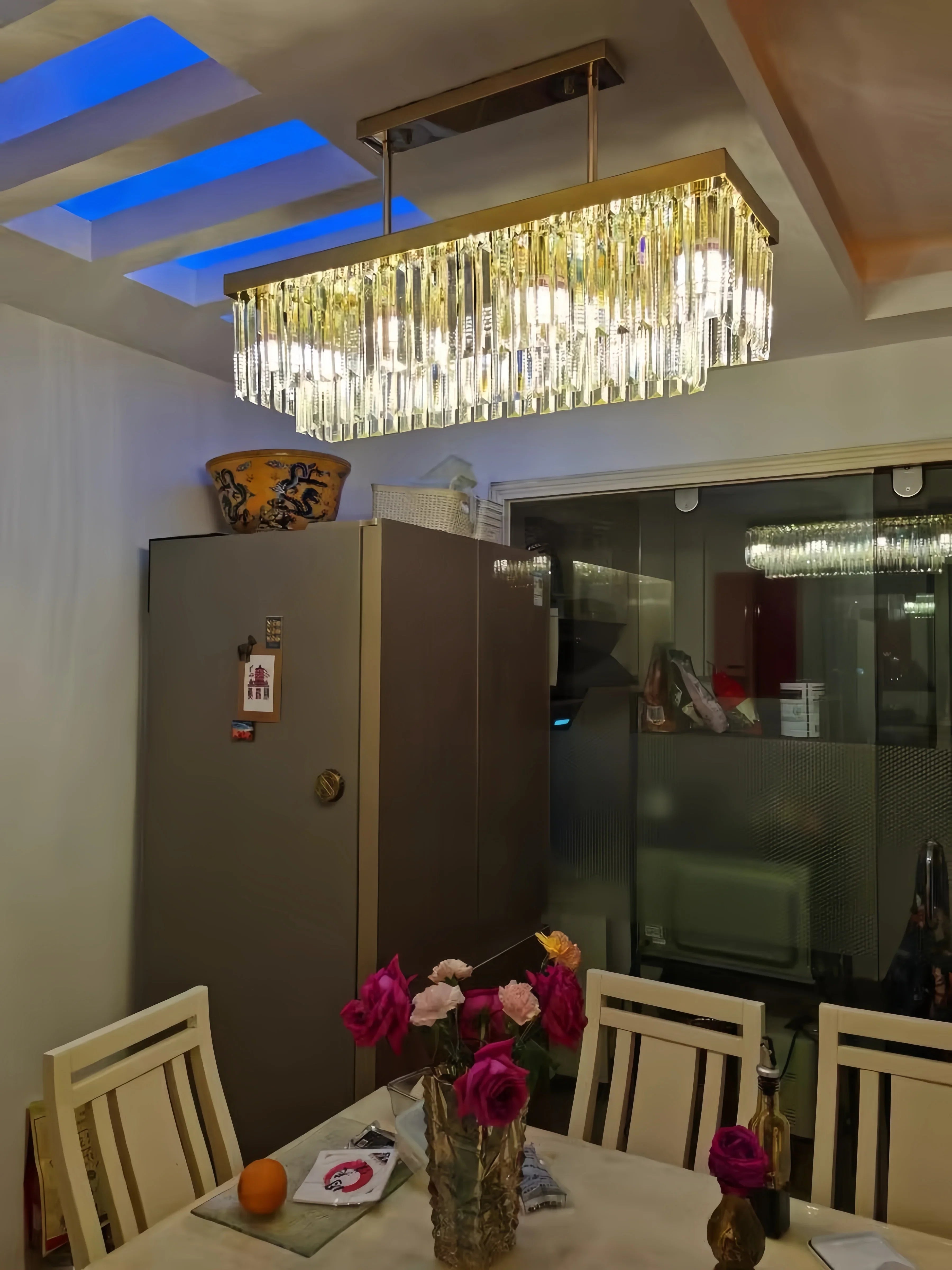 Afralia™ Crystal Chandelier: Nordic Minimalist Rectangular Restaurant Lighting