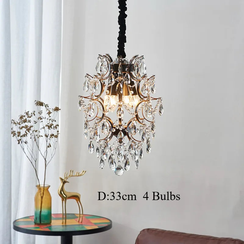 Afralia™ Iron Crystal Chandelier Pendant Light for Modern Home Decor and Coffee Bar