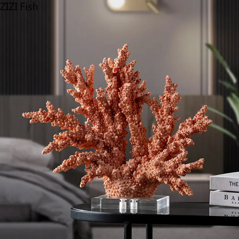 Afralia™ Coral Resin Statue Desk Decoration Modern Home Decor Ornaments