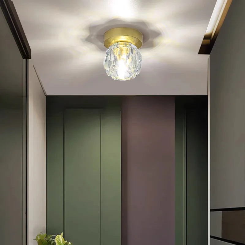 Afralia™ Diamond Crystal Ceiling Lights: Modern LED Fixture for Bedroom, Corridor, Aisle, Entrance, Bar, Cafe