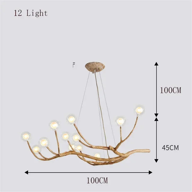 Afralia™ Tree Branch Retro LED Chandelier: Vintage Brown Art Pendant Light for Living Bedroom