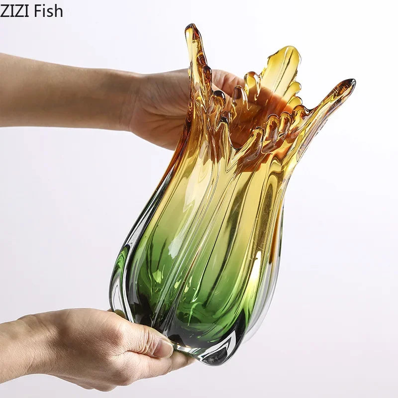 Afralia™ Green Glass Vase Hydroponics Table Decoration for Artificial Flowers