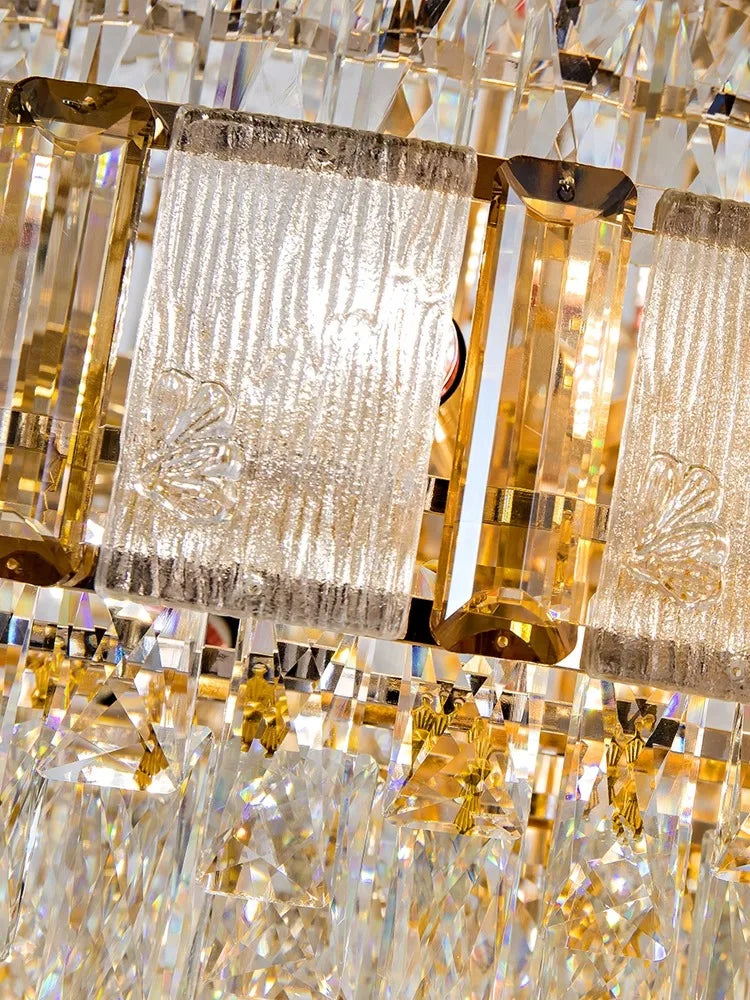 Afralia™ Luxury Gold Crystal Chandelier LED Hanging Lamp for Home Decoration