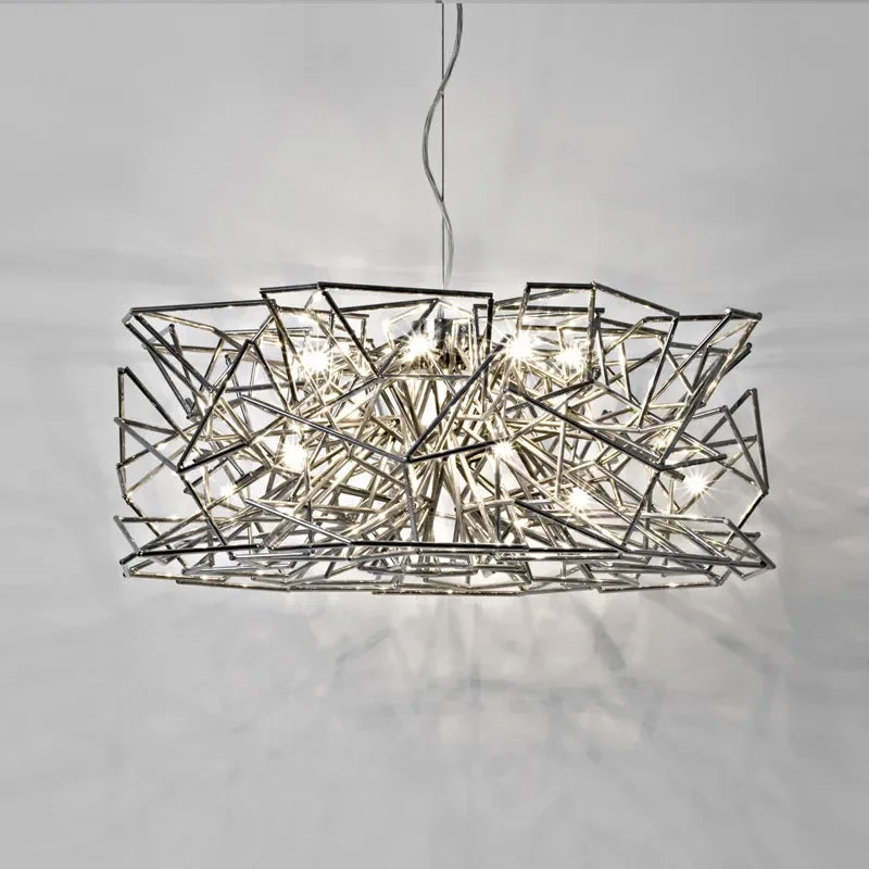 Afralia™ Silver LED Stainless Steel Chandelier Modern Luxury Art Hanging Light