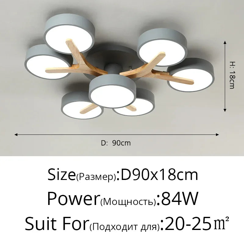 Afralia™ Nordic Wood Art LED Chandelier for Modern Living Room Decor