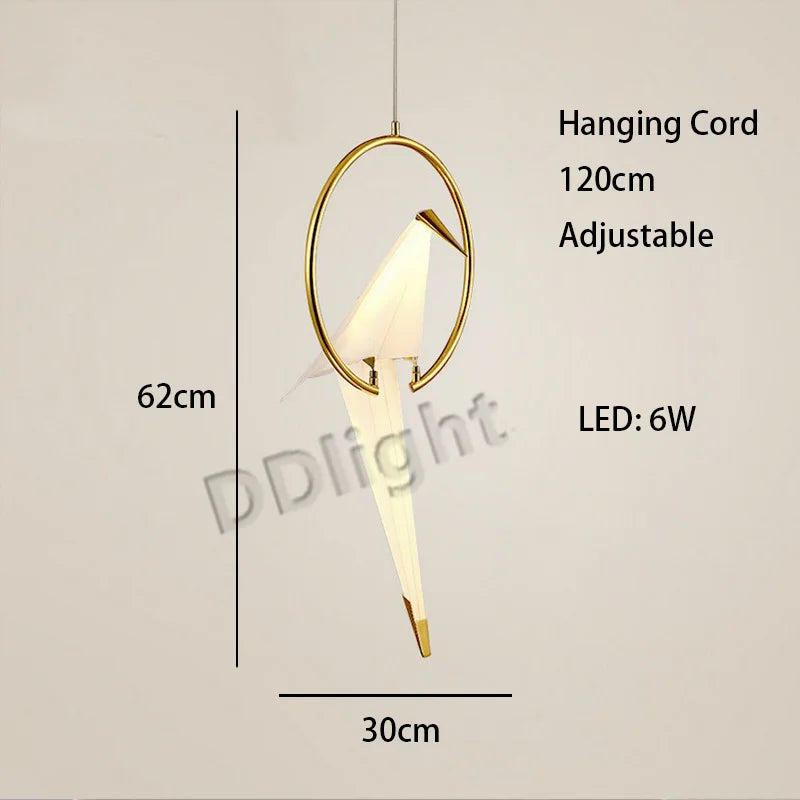 Afralia™ Paper Crane Bird Chandelier Pendant - Modern Creative Home Decor for Living Room
