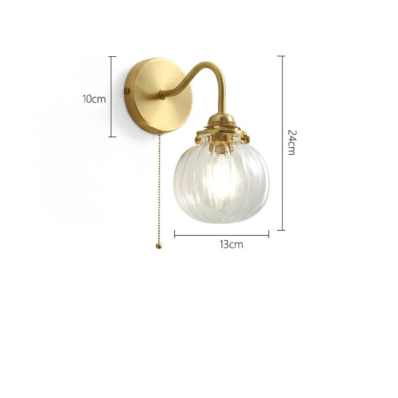 Afralia™ Copper Glass Ball Wall Sconce LED Light Fixture