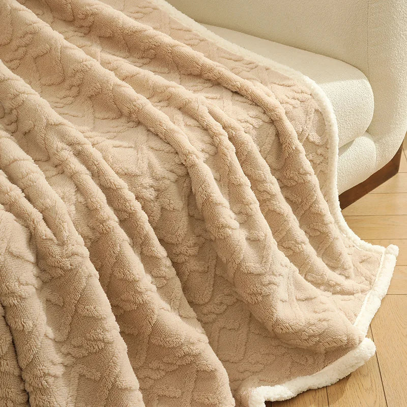 Afralia™ Taffeta Velvet Jacquard Blanket: Luxe, Warm, Skin-Friendly for Office, Sofa
