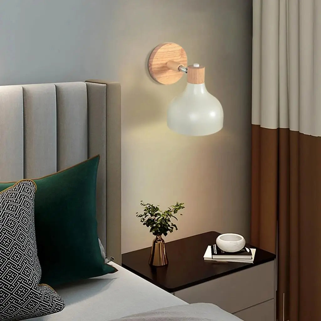 Afralia™ Nordic Wood Macaron Wall Sconce E27 Home Lighting Fixture