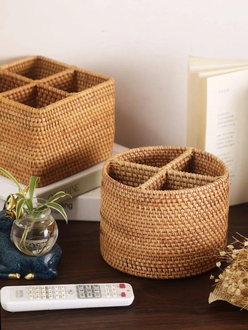 Afralia™ Rattan Storage Box: Organizer with Handle for Home & Office