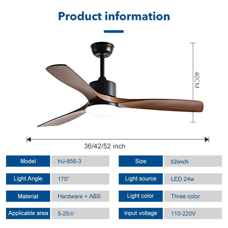 Afralia™ 52" Black Walnut Grain Ceiling Fan with LED Light & Remote Control