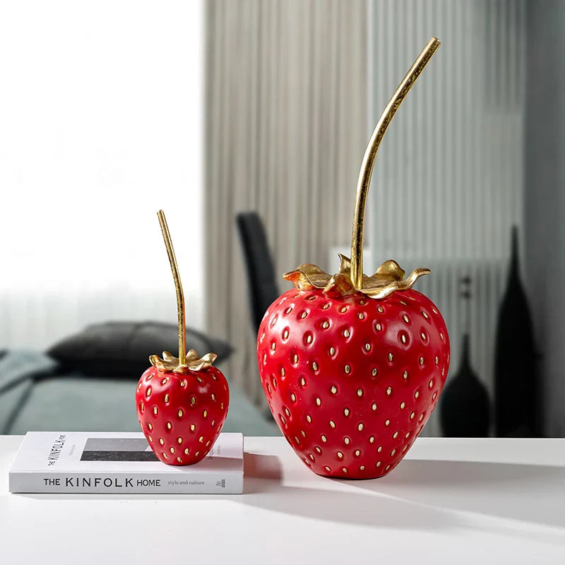 Afralia™ Gold Strawberry Figurine Decor for Home Decor & Display