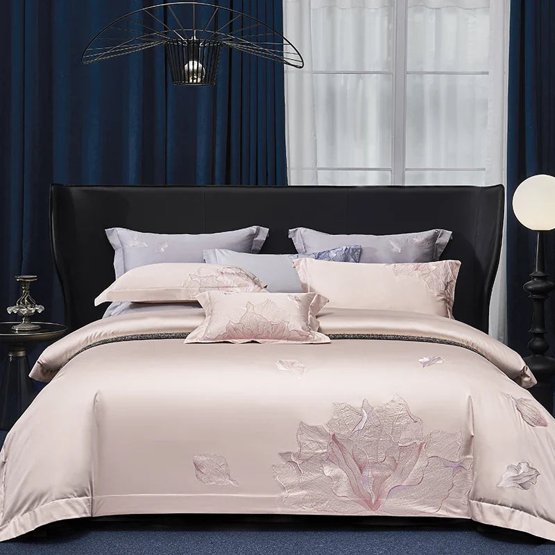 Afralia™ Luxury Floral Embroidery Bedding Set - 4Pcs