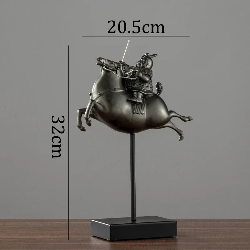 Afralia™ Terracotta Warrior Horse Sculpture Resin Knight Figurine Home Decor Gift