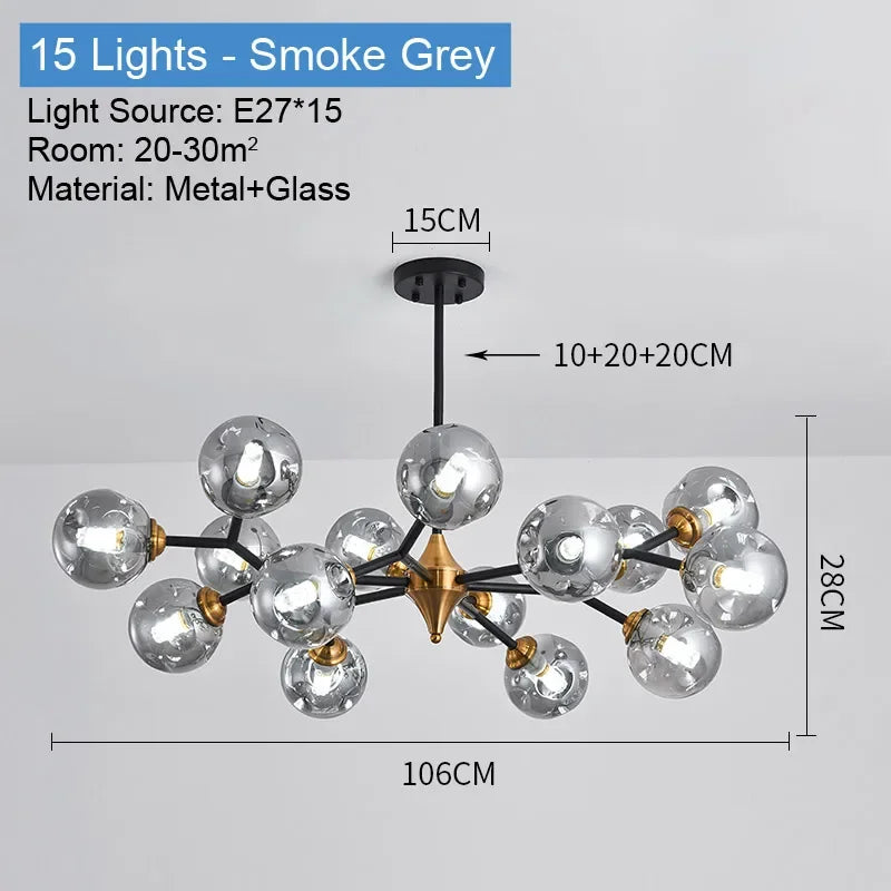 Afralia™ Nordic Glass Ball LED Chandeliers for Home Indoor Decor and Ceiling Lamps
