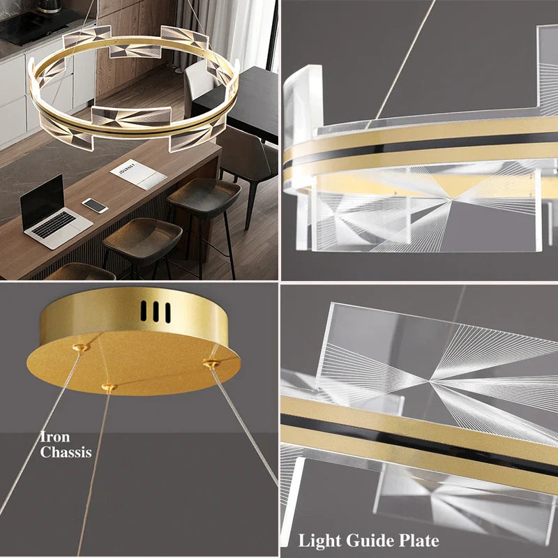 Afralia™ Gold Aluminum Plating LED Pendant Lights for Home Decor