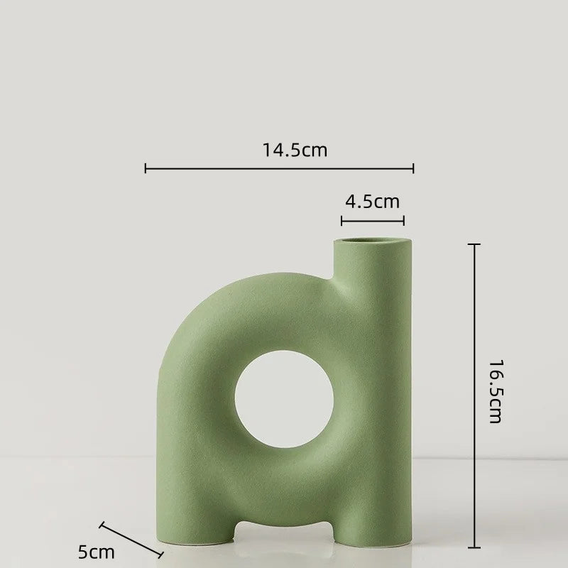 Afralia™ Geometric Ceramic Vase: Hollowed-out Letters Flower Arrangement Home Decor