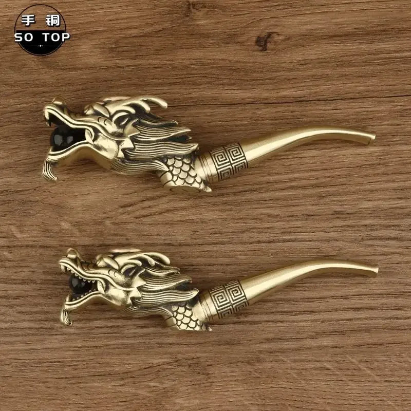 Afralia™ Chinese Dragon Copper Filter Pipe: Unique Handmade Men's Smoking Accessory Gift