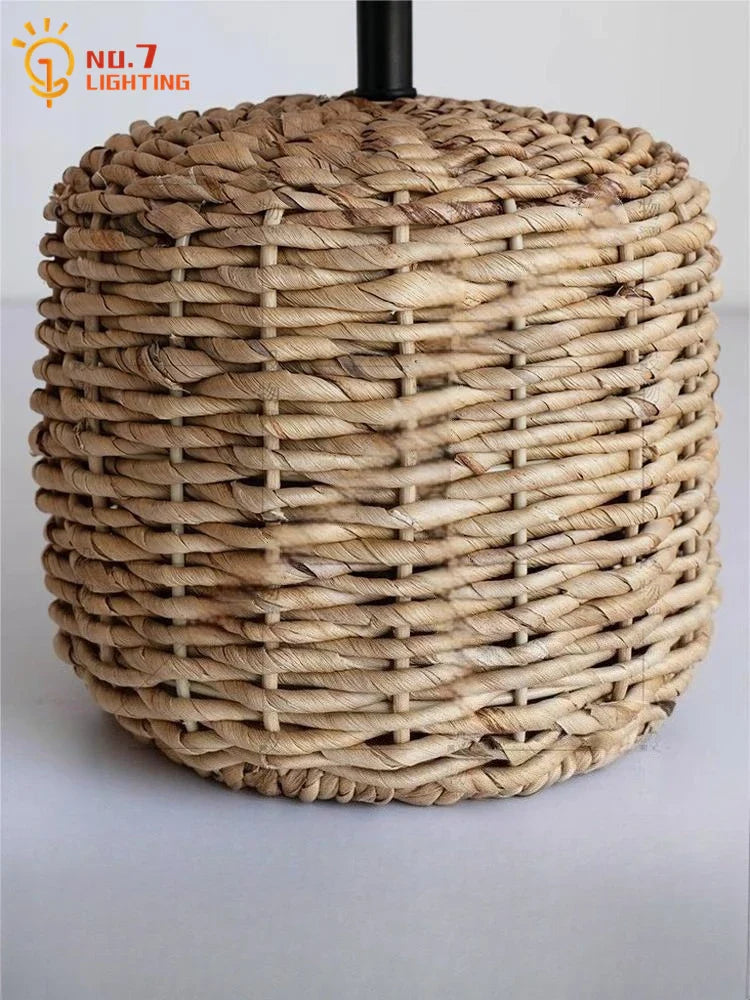 Afralia™ Retro Rattan Weaving Table Lamp, LED E27 Desk Light, Wabi-Sabi Zen Art Style