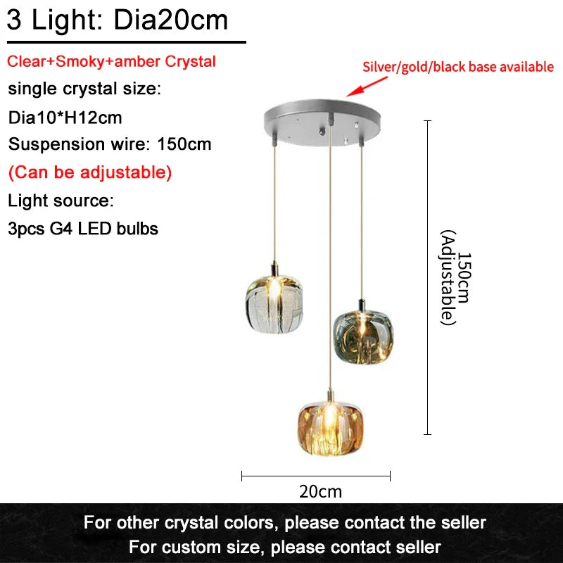 Afralia™ Nordic Crystal Ceiling Chandelier LED Light for Living Room, Bedroom, Dining Room, Kitchen
