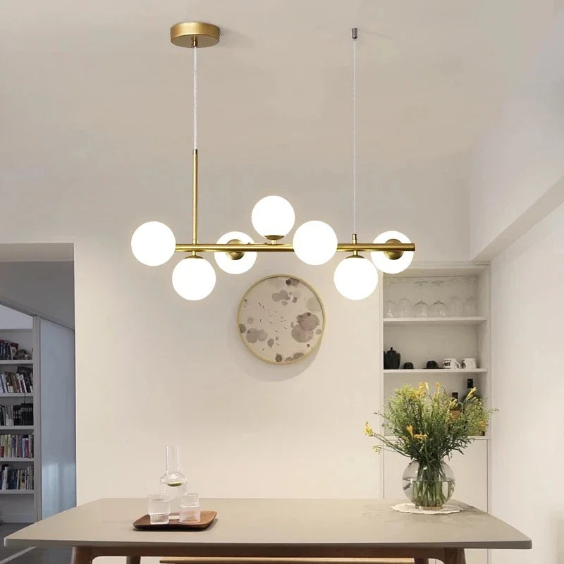 Afralia™ Glass Ball Gold Pendant Light - 11 Heads for Kitchen Living Dining Room