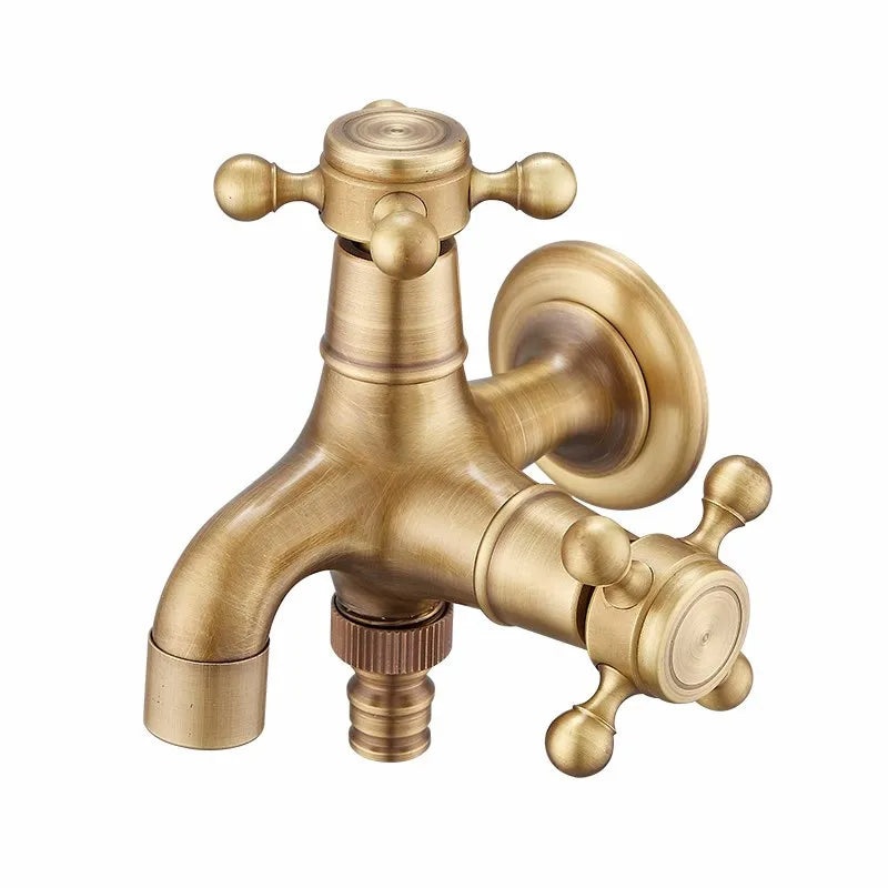 Afralia™ Antique Brass Garden Bibcocks Single Cold Tap Faucet for Outdoor Use