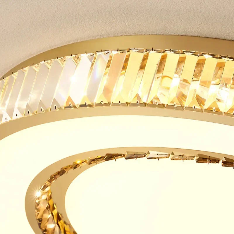 Afralia™ Gold Crystal Ceiling Chandelier LED Fixture for Luxury Home Decor