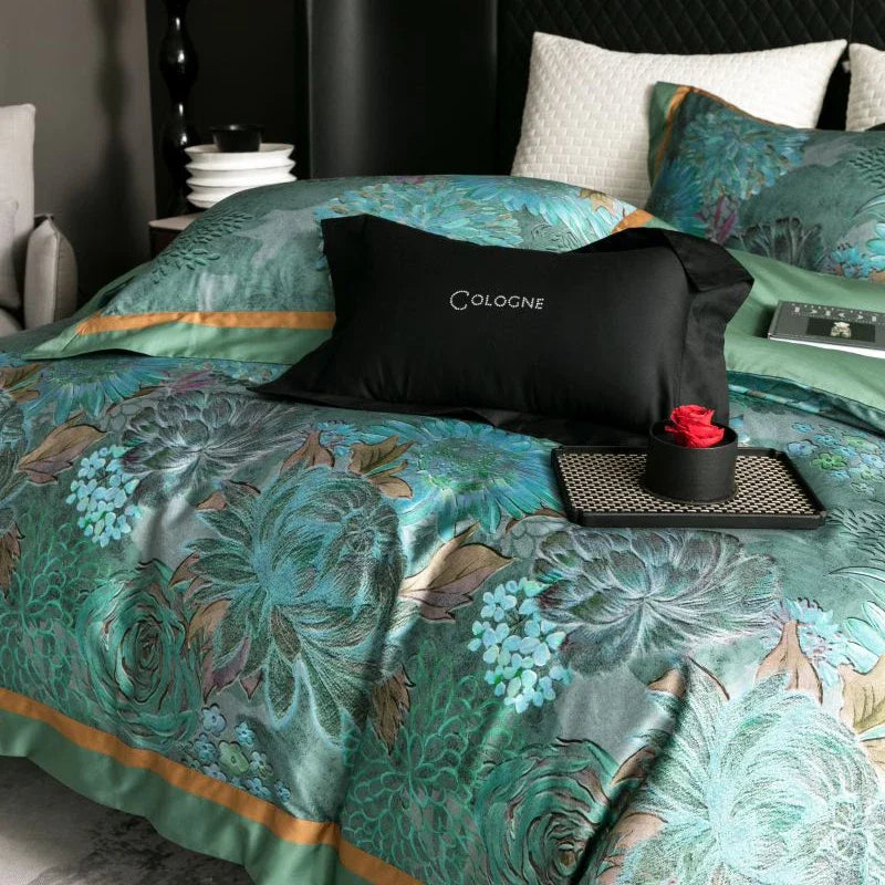 Afralia™ Egyptian Cotton Luxury Bed Linens Queen King Ru Size Bedding Set