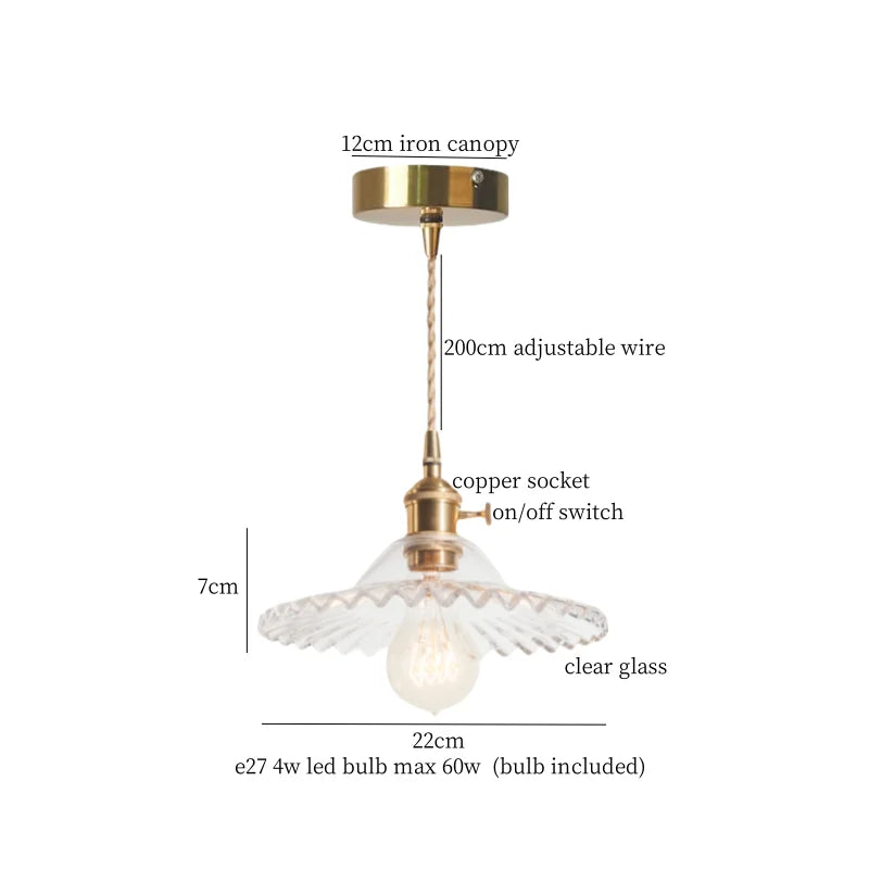 Afralia™ Nordic Brass Glass LED Pendant Lamp for Home Decor