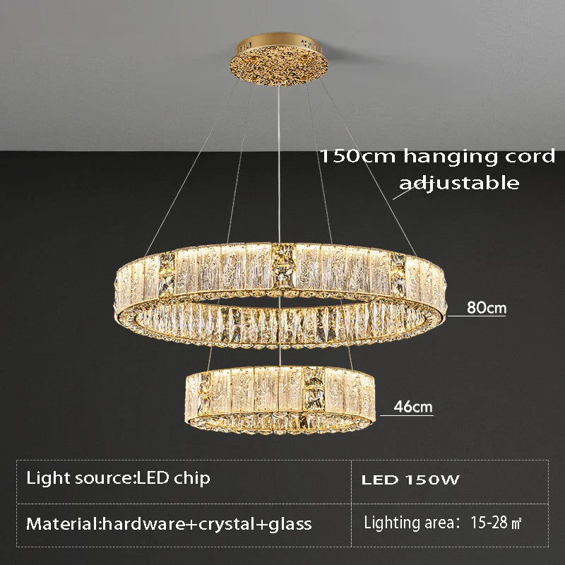 Afralia™ Crystal Ceiling Chandelier | Luxury Glass Hanging Lamps LED Décor