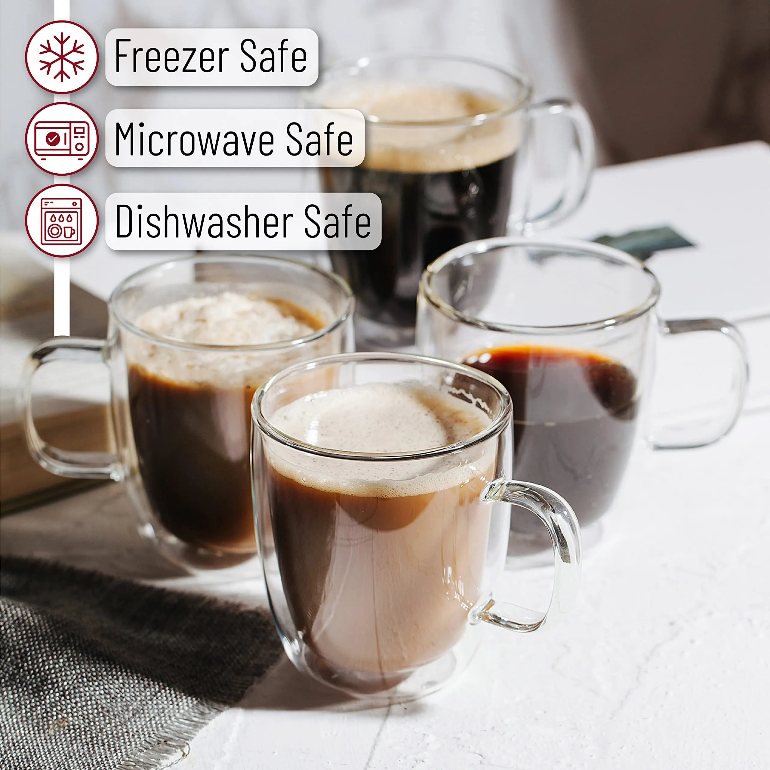 Afralia™ Double Wall Glass Coffee Cup 250/350ml Heat Resistant Latte Milk Lemon Juice