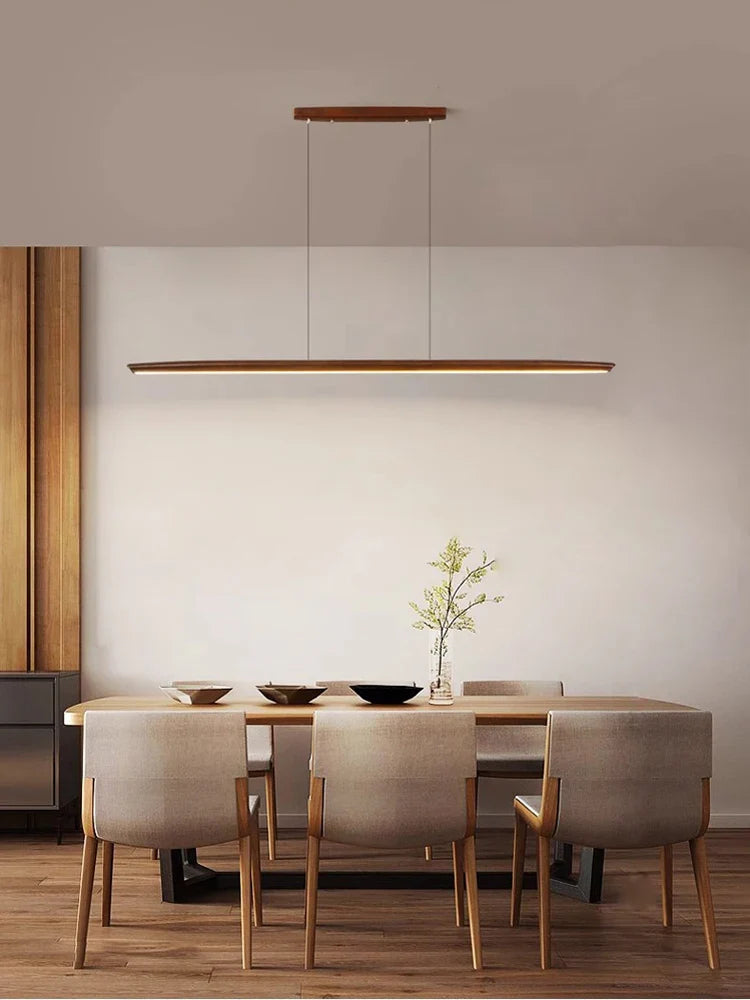 Afralia™ White Pine Black Walnut Wood LED Pendant Light Chandelier for Dinning Room