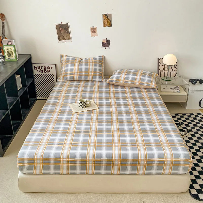 Afralia™ Plaid Style Fitted Sheet - Skin-friendly Elastic Bedsheet for Kids' Room