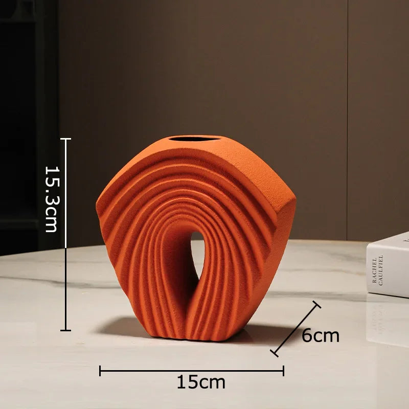 Afralia™ Geometric Ceramic Vase Set for Modern Floral Arrangements