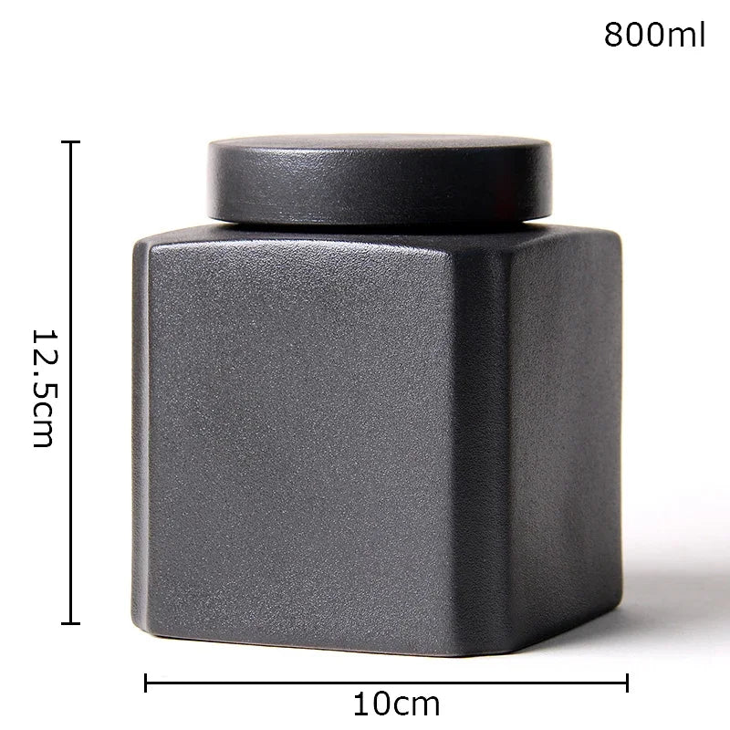 Afralia™ Ceramic Tea Canister | Sealed Coffee Storage Jar | Rough Pottery Tea Caddy
