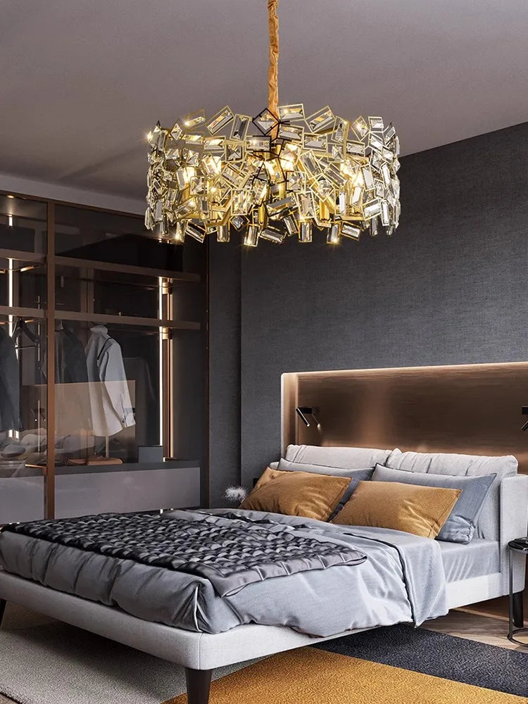 Afralia™ Crystal Chandelier: Modern Bedroom Lighting Fixture for Home Decoration