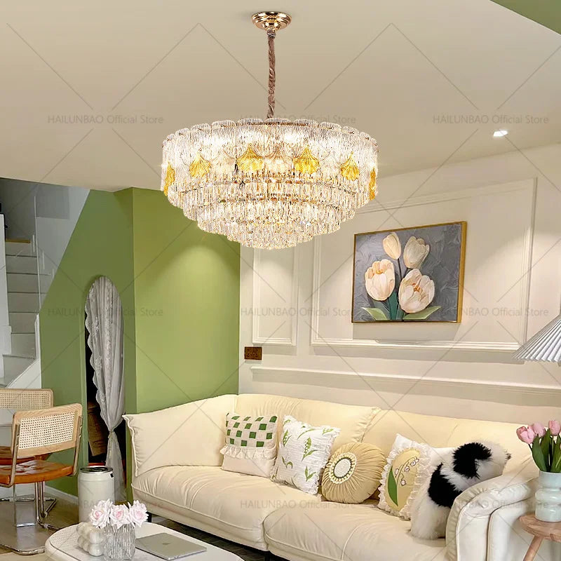 Afralia™ European Crystal Chandelier Light for Luxury Living Room, Dining Room, Hall and Villa