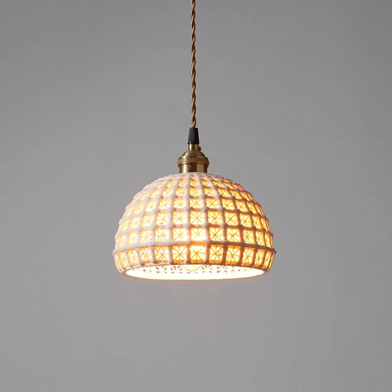 Afralia™ Ceramic LED Pendant Lights: Modern Copper Hanging Lamp for Home Indoor Lighting