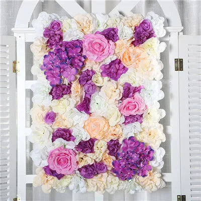 Afralia™ Silk Rose Flower Wall Decor Champagne Artificial Wedding Backdrop