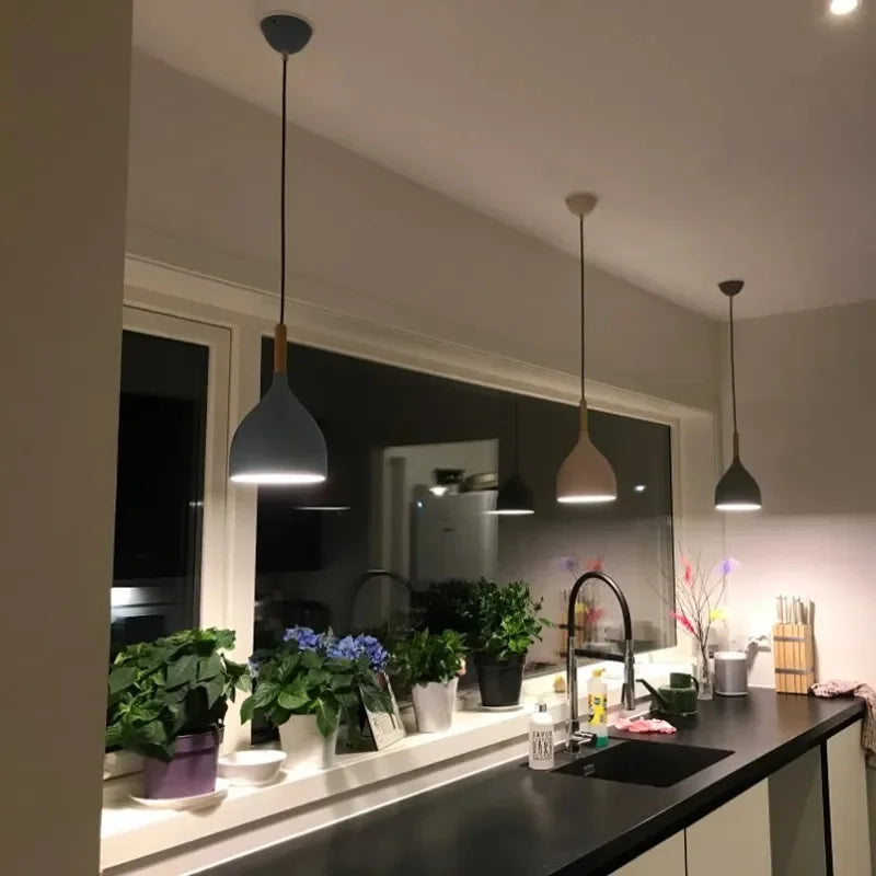 Afralia™ Wood Pendant Light: Modern Nordic Kitchen Ceiling Lamp for Dining Room & Coffee Bar